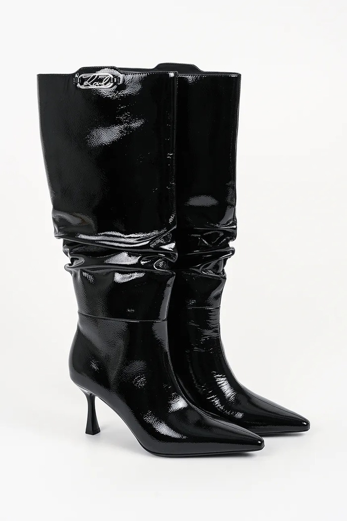 Karl Lagerfeld Kozaki na wysokim obcasie damskie skórzane Klarice KL32390.100 czarny AW26
