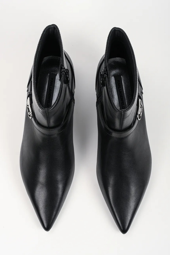 Botki na niskim obcasie damskie skórzane Pasha Karl Lagerfeld KL30143A.000 czarny