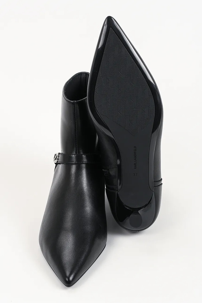 Botki na niskim obcasie damskie skórzane Pasha Karl Lagerfeld czarny KL30143A.000