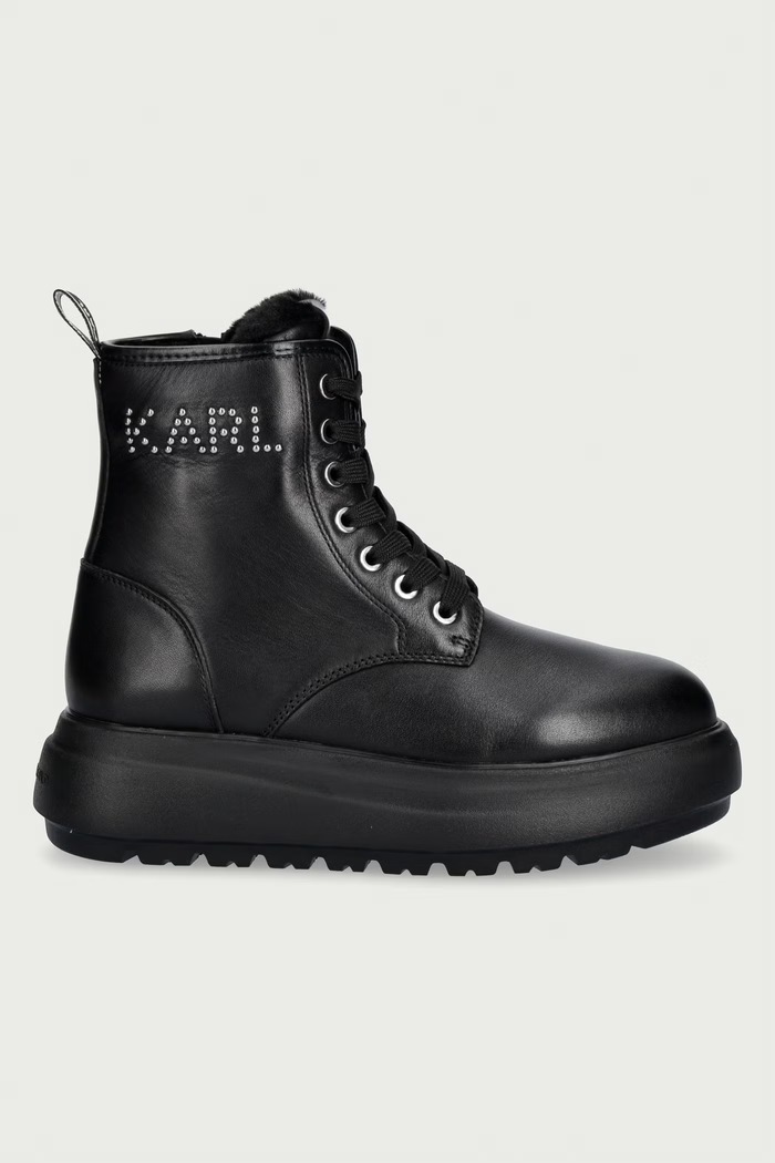 Karl Lagerfeld Botki damskie skórzane Katya KL46655L.000 czarny AW26