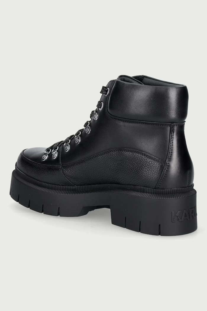 Obuwie Karl Lagerfeld Botki na platformie damskie skórzane Keena KL45136.100 czarny