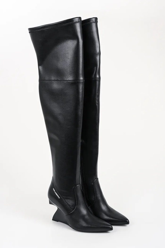 Karl Lagerfeld Kozaki na koturnie damskie Waverly KL34690.F0X czarny AW26