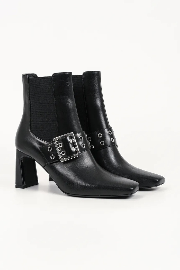 Karl Lagerfeld Botki na słupku damskie skórzane Kati KL33440.000 czarny AW26