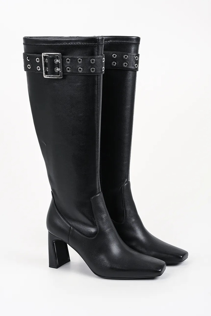Karl Lagerfeld Kozaki na słupku damskie skórzane Kati KL33485.F0X czarny AW26