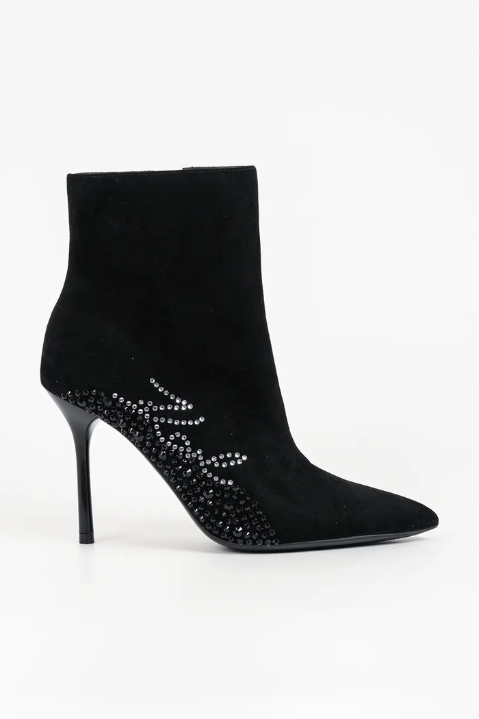 Karl Lagerfeld Botki na szpilce damskie zamszowe Sarabande czarny KL30946.50S