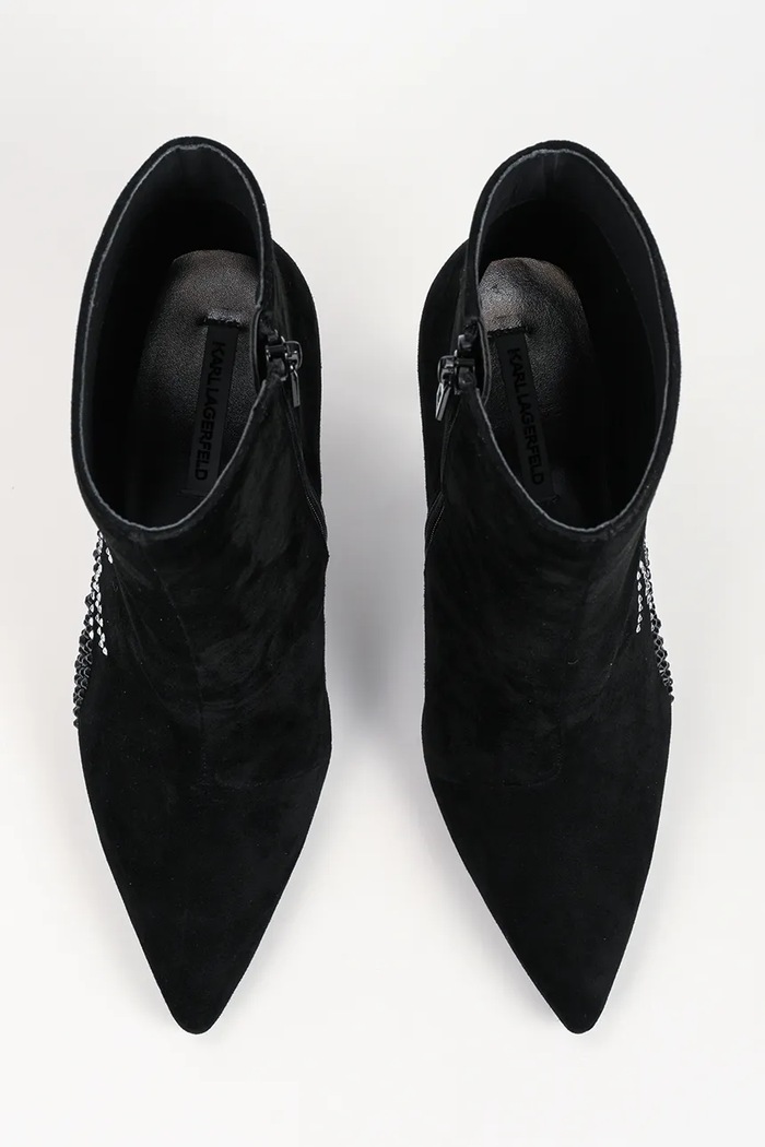 Botki na szpilce damskie zamszowe Sarabande Karl Lagerfeld KL30946.50S czarny