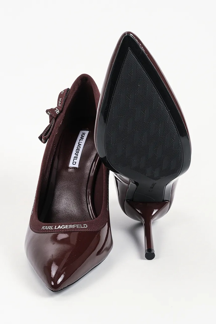 Szpilki skórzane Sarabande Karl Lagerfeld bordowy KL30908R.1NN