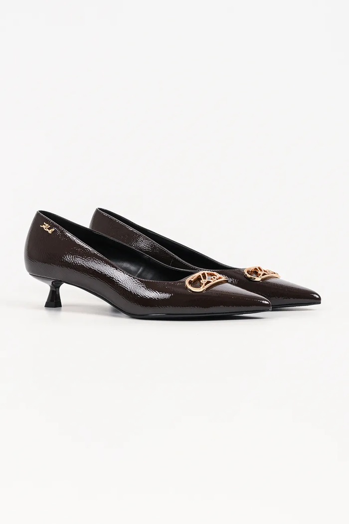 Karl Lagerfeld Szpilki skórzane Pasha KL30121.144 brązowy AW26