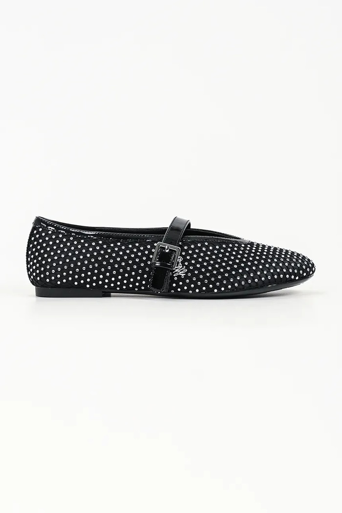 Karl Lagerfeld Baleriny skórzane Karo czarny KL40177.S0S
