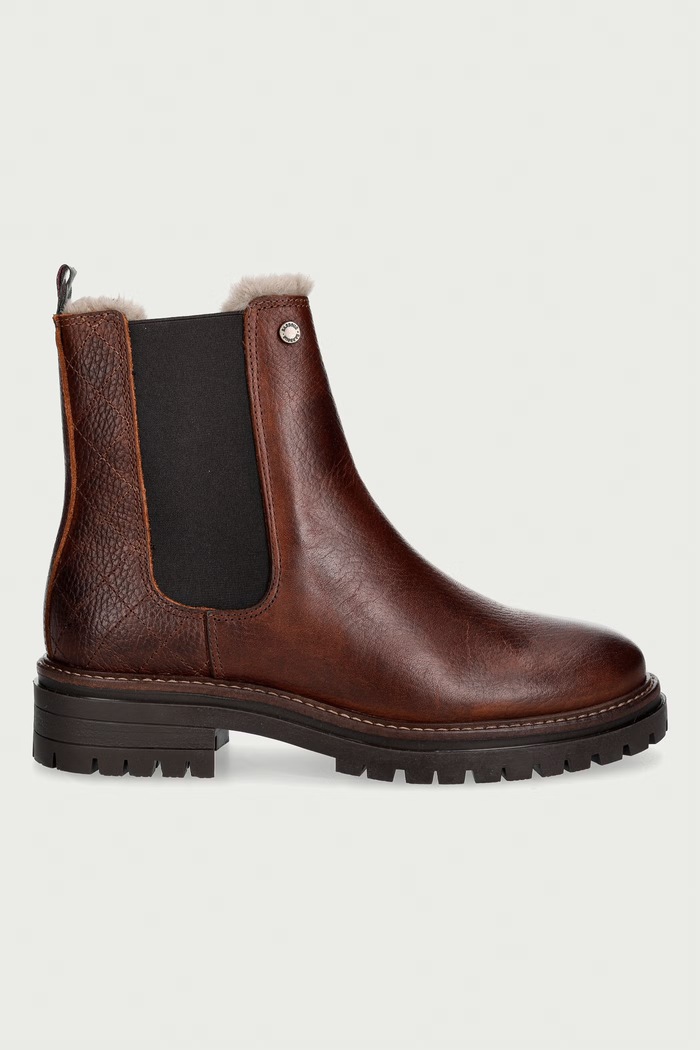Barbour μπότες τσέλσι με ίσιο τακούνι Γυναικείες δερμάτινες Evie LFO0811BR51 καφέ AW26