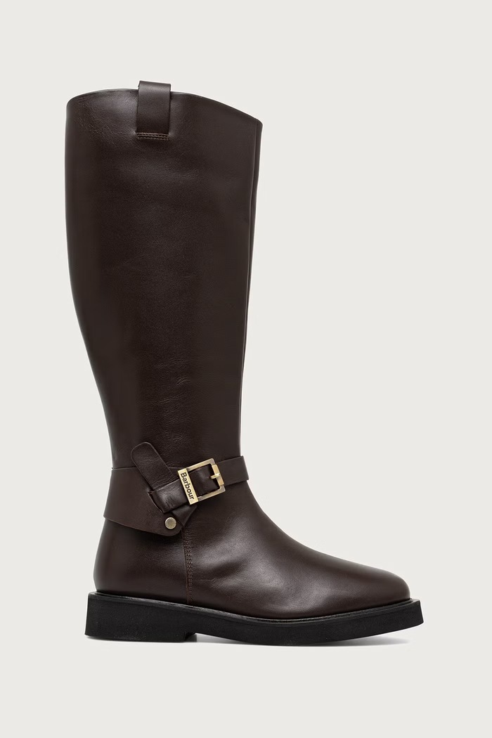 Barbour Visoke čizme s niskim potplatom za žene od kože Theodora LFO0783BR99 smeđa AW26