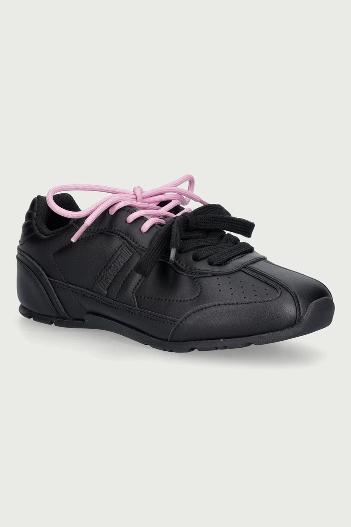 Just Cavalli Sneakersy damskie skórzane czarny 81RA3SF1ZPC47899
