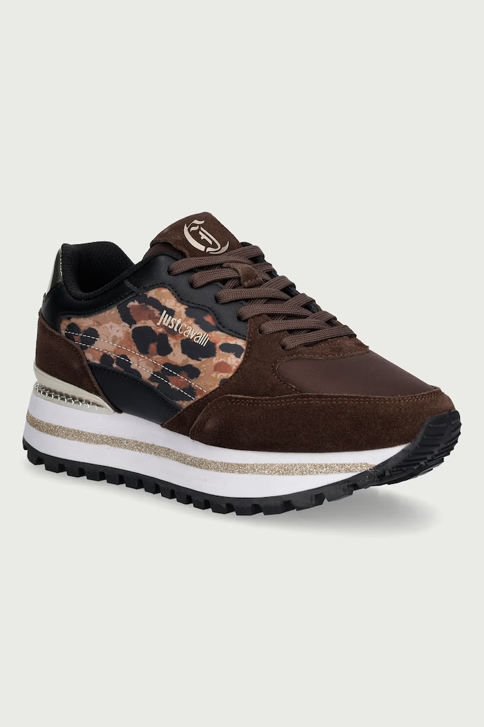 Just Cavalli Sneakersy damskie brązowy 81RA3SJ1ZSF10RB5