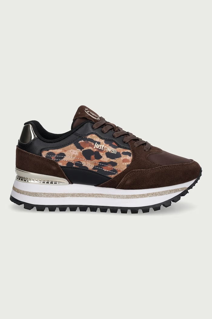 Just Cavalli Sneakersy damskie 81RA3SJ1ZSF10RB5 brązowy AW26