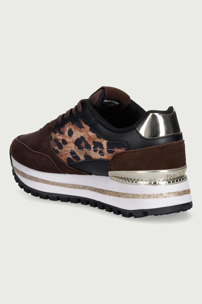 Obuwie Just Cavalli Sneakersy damskie 81RA3SJ1ZSF10RB5 brązowy