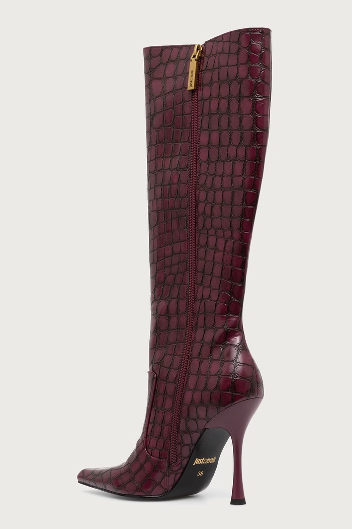 Obuwie Just Cavalli Kozaki damskie 81RA3S64ZSE86569 bordowy