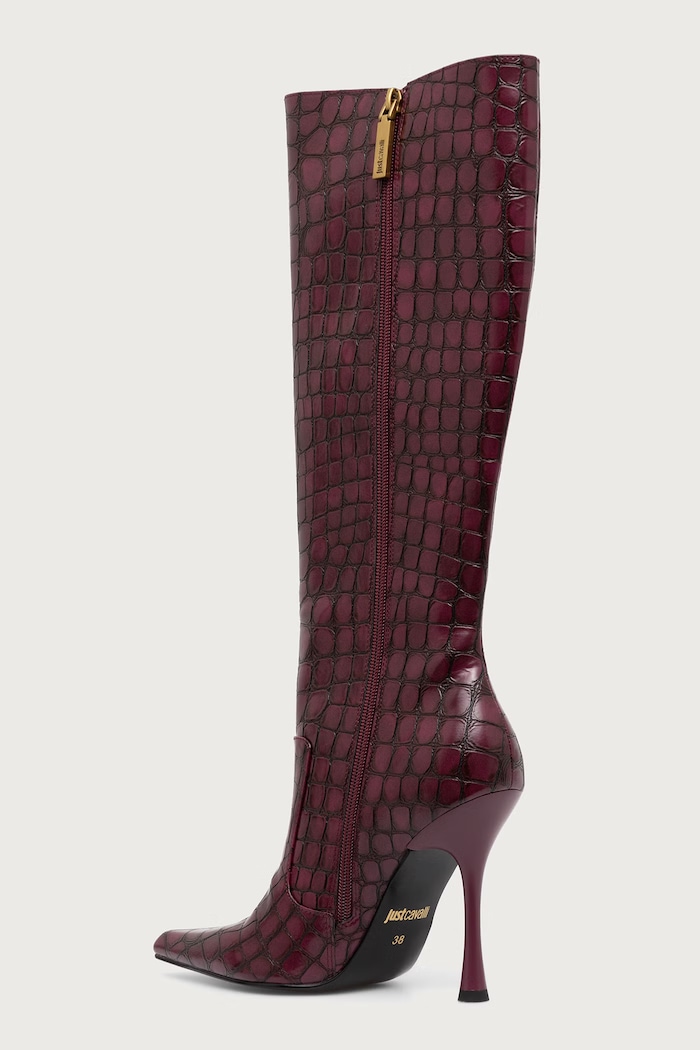 Obuwie Just Cavalli Kozaki damskie 81RA3S64ZSE86569 bordowy