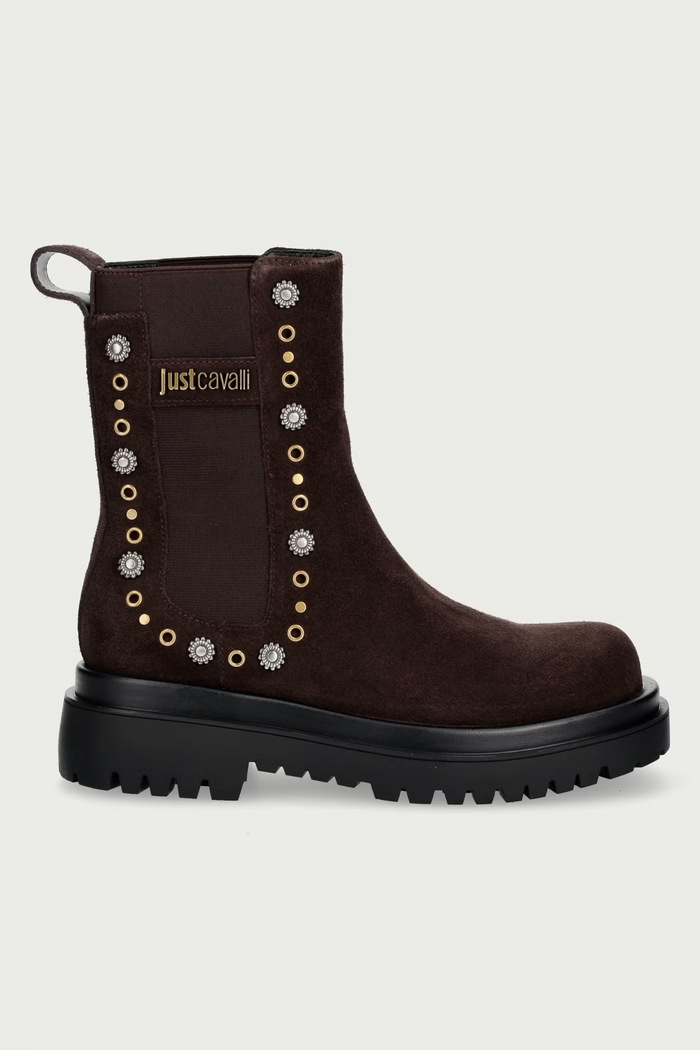 Just Cavalli Sztyblety na platformie damskie zamszowe 81RA3S80ZPC29768 brązowy AW26