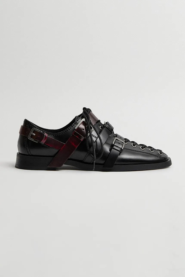 Miista Loafersy damskie skórzane Cobie bordowy E8.4325
