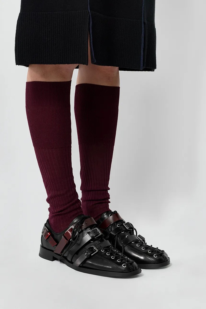 Loafersy damskie skórzane Cobie Miista E8.4325 bordowy