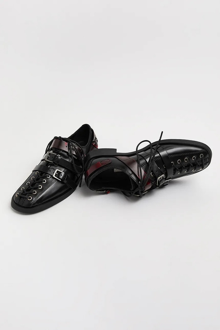 Miista Loafersy damskie skórzane Cobie E8.4325 bordowy AW26