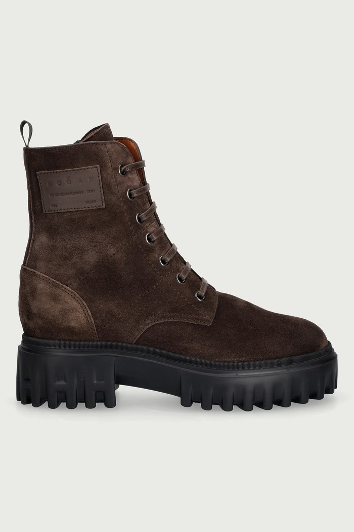 Hogan Botki damskie zamszowe H700 Tronchetto HXW7000FW70ULWS610 brązowy AW26