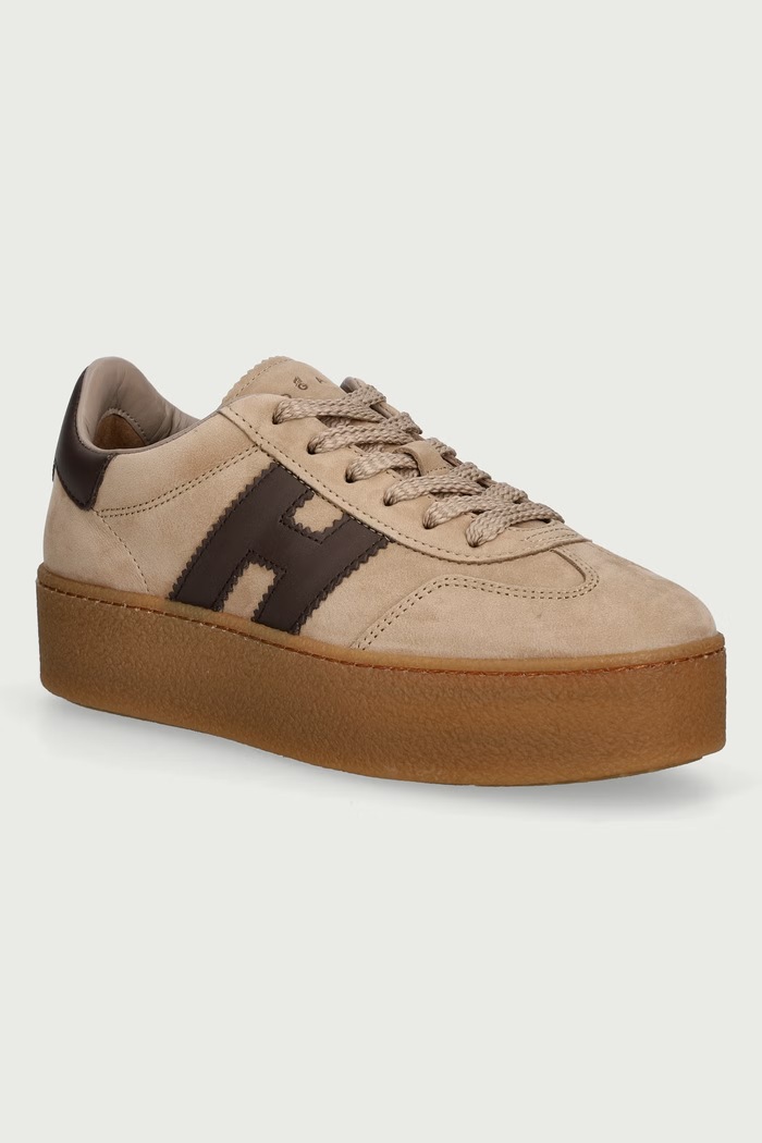 Hogan H698 Allacciato H sneakersy damskie beżowy HXW6980FB6TUIE0CP4