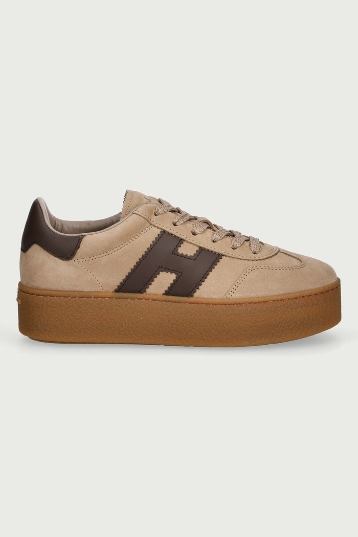 Hogan H698 Allacciato H sneakersy damskie HXW6980FB6TUIE0CP4 beżowy AW26