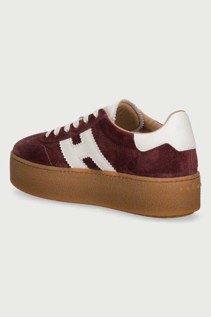 Obuwie Hogan H698 Allacciato H sneakersy damskie zamszowe HXW6980FB60UL60UUJ bordowy