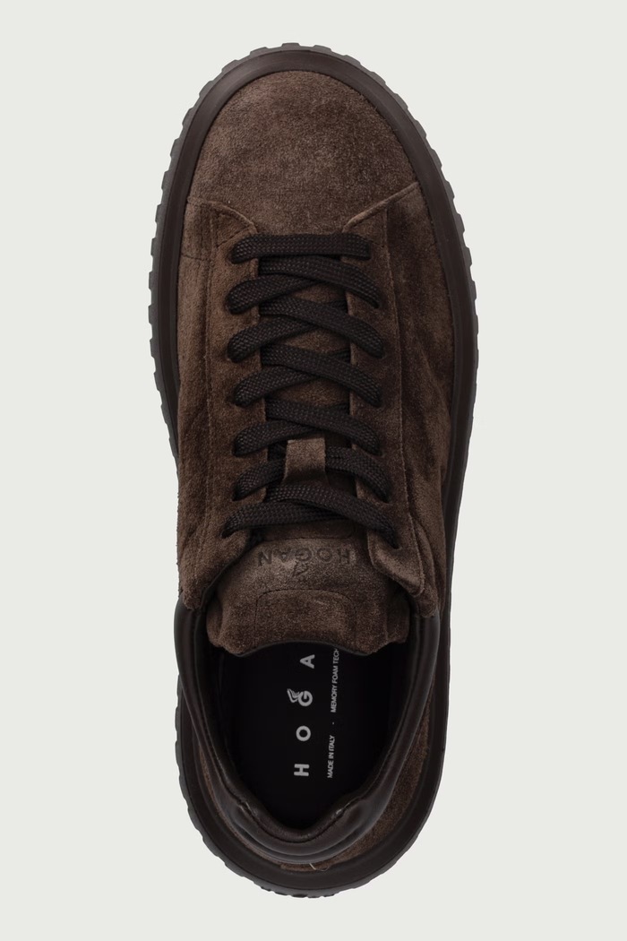 H-Stripes Allacciato H sneakersy damskie zamszowe Hogan HXW6450FC6TPJQ0UV2 brązowy