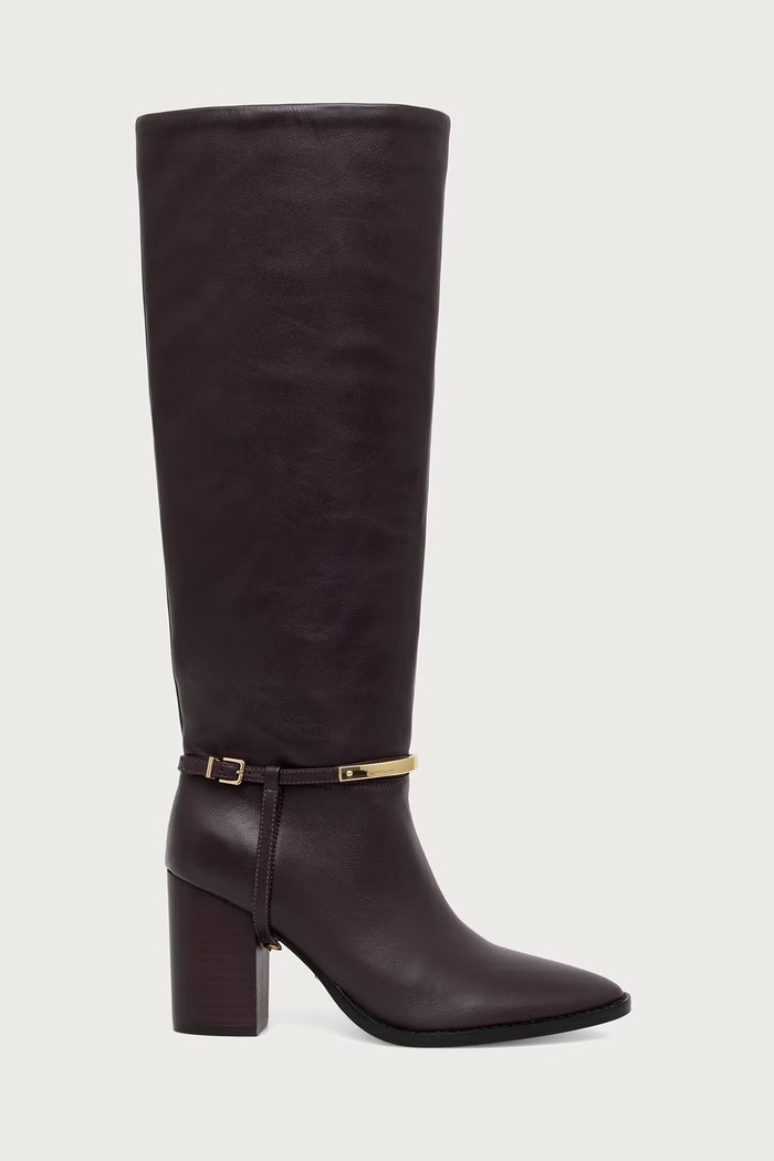 Marciano by Guess Kozaki na słupku damskie skórzane G6BZ30.L0229.G4B2 bordowy AW26