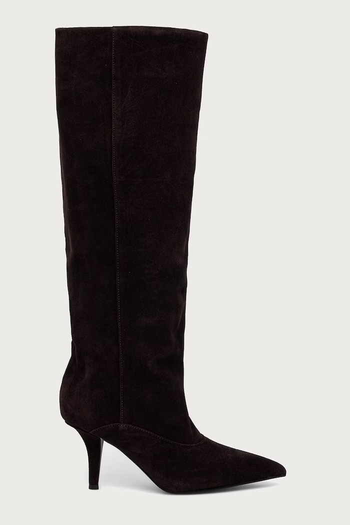 Guess Čižmy dámske semišové CAROLAN FLFLAN.SUE11.DBROW hnedá AW26
