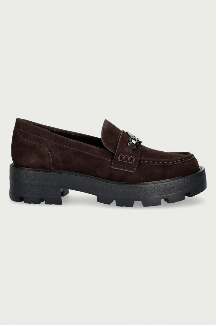 Guess Мокасини дамски YAAKO2 FLFYA2.SUE14.DBROW кафяв AW26