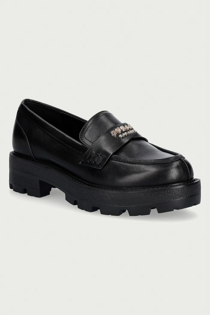 Guess Mocasini pentru femei din piele YAMINA negru FLFYAM.LEA14.BLACK