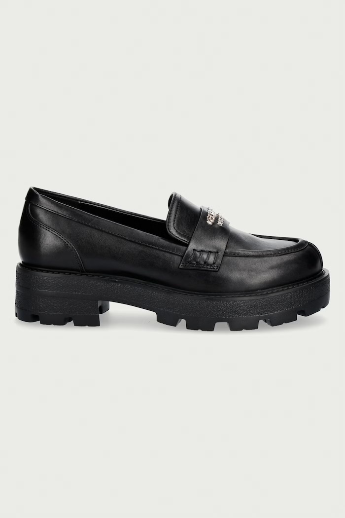 Guess Mocasini pentru femei din piele YAMINA FLFYAM.LEA14.BLACK negru AW26