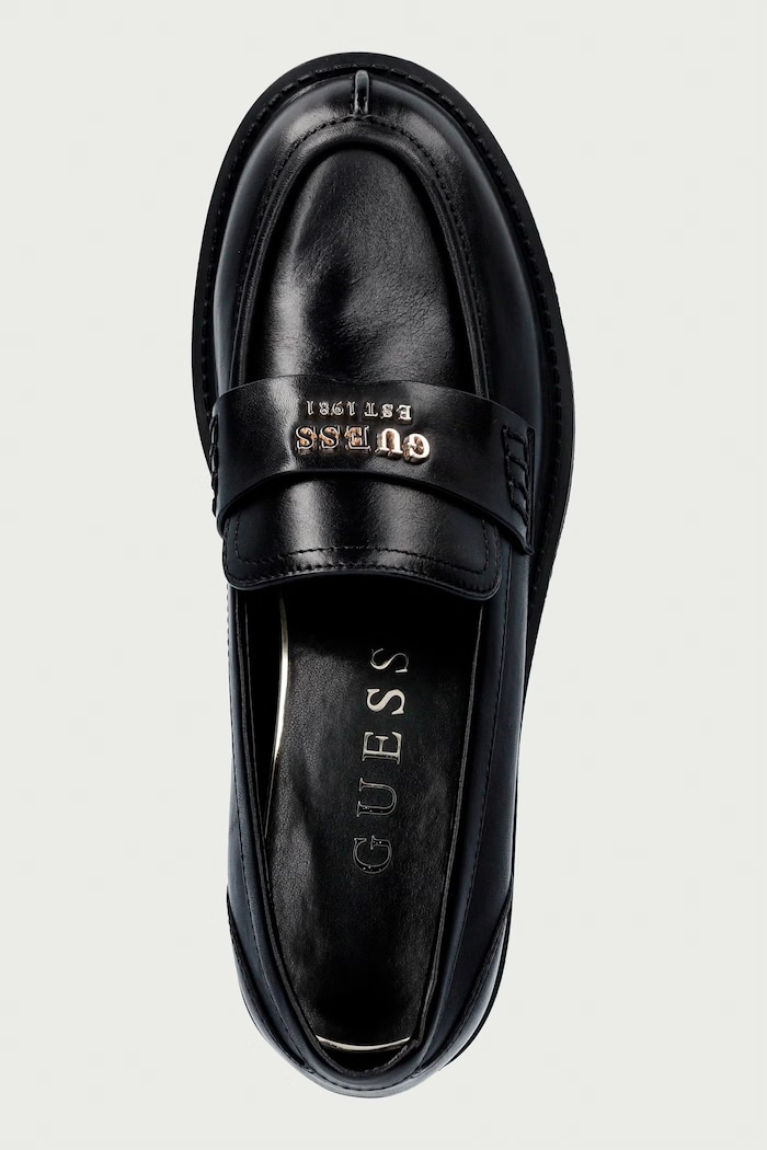 Mocasini pentru femei din piele YAMINA Guess FLFYAM.LEA14.BLACK negru