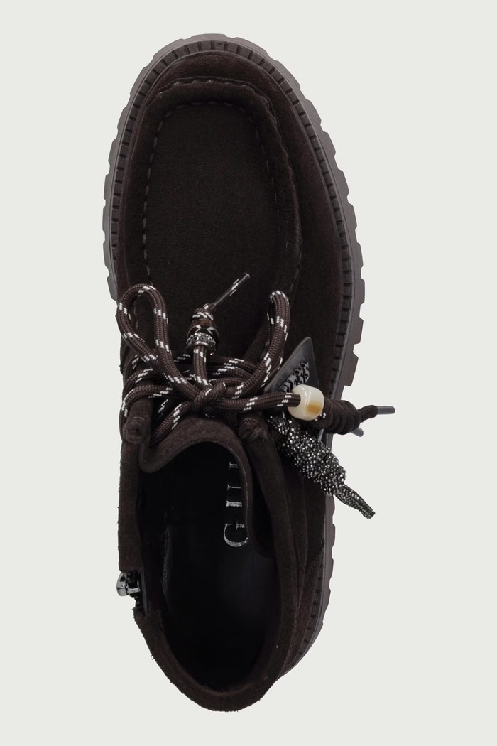 Členkové čižmy dámske semišové FARDINA Guess FLFMAA.SUE10.BROWN hnedá
