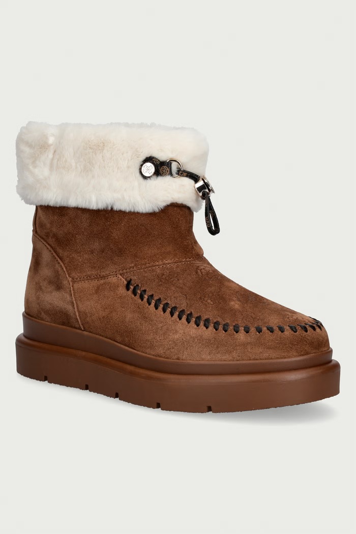 Guess KENTA апрески дамски от велур кафяв FLFKEN.LEA10.TAN