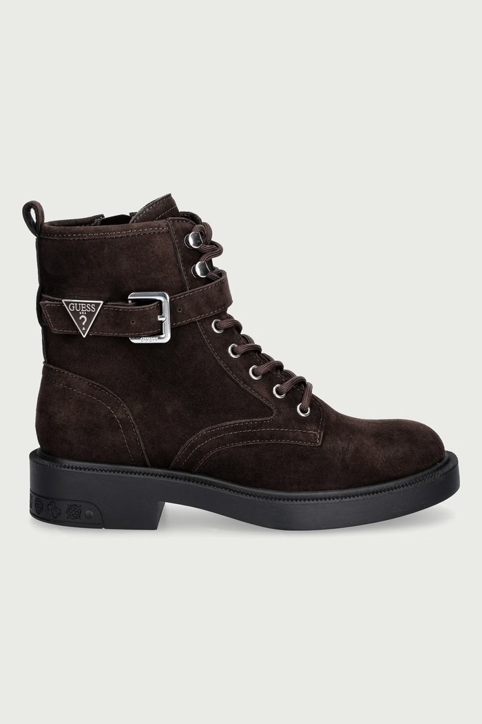 Guess Botki damskie FELLINI3 FLFFE2.LEA10.DBROW brązowy AW26