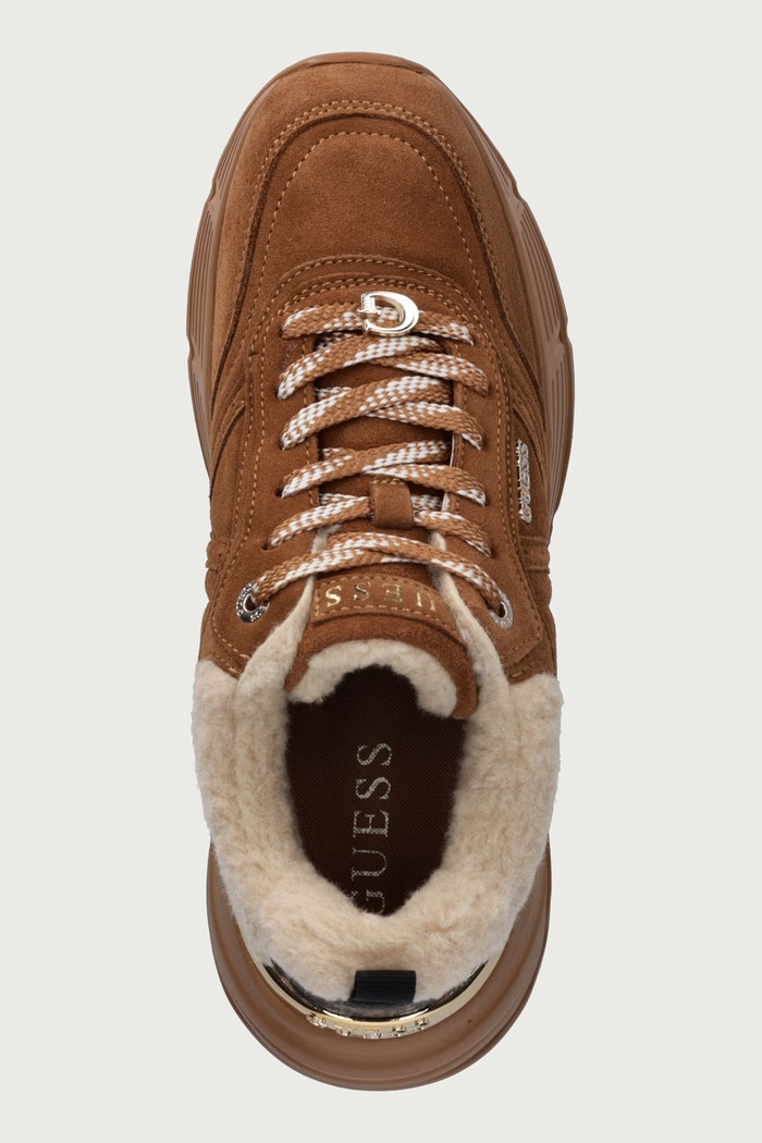 FACTER2 sneakers dámske semišové Guess FLFFA2.LEA12.TAN hnedá