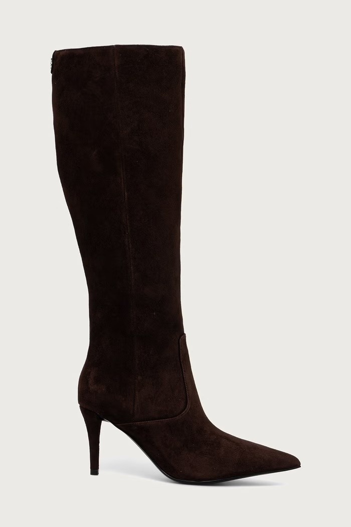 Guess Čižmy dámske nubukové CALITO FLFCLT.SUE11.BROWN hnedá AW26