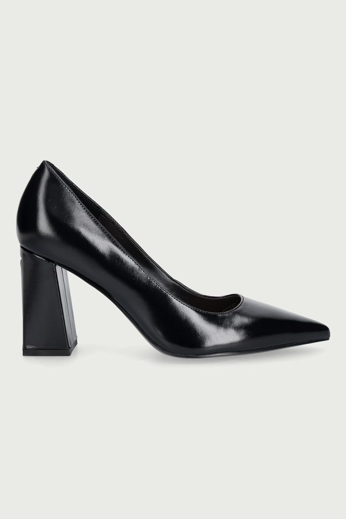 Guess Обувки с дебел ток от кожа BARCHIE FLFBAR.LEP08.BLACK черен AW26