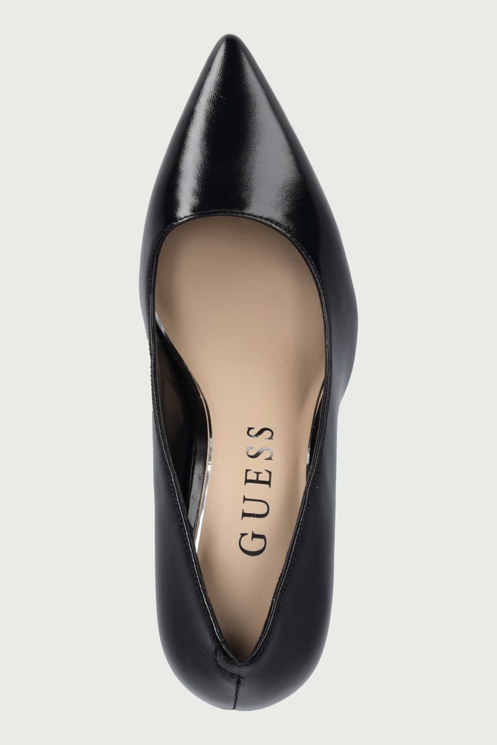 Обувки с дебел ток от кожа BARCHIE Guess FLFBAR.LEP08.BLACK черен