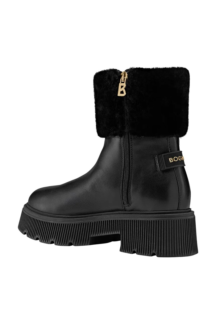 BOGNER botki na słupku damskie skórzane TURIN 22642302 czarny AW26