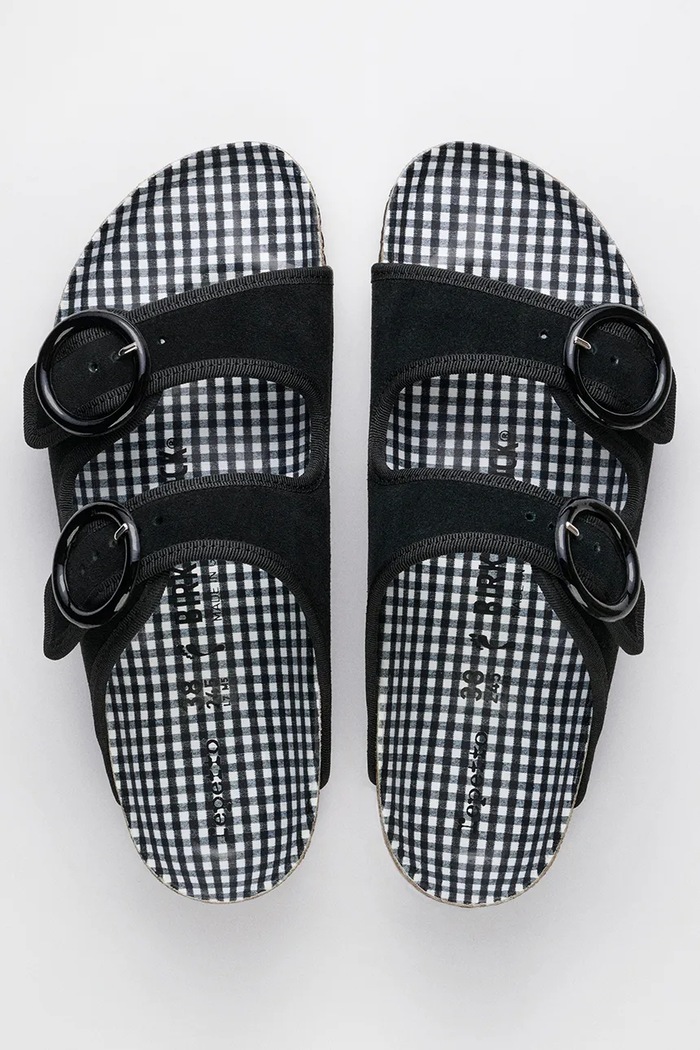 Birkenstock 1774 x Repetto Arizona Round Buckle NL klapki damskie zamszowe 1033083 czarny AW26