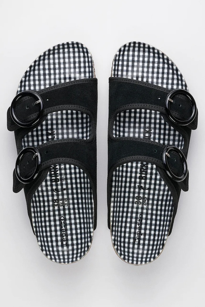 Birkenstock 1774 x Repetto Arizona Round Buckle NL klapki damskie zamszowe 1033083 czarny AW26