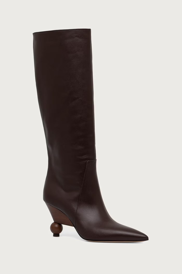 Weekend Max Mara Kozaki damskie skórzane brązowy 2625796115600.CHOCOLATE