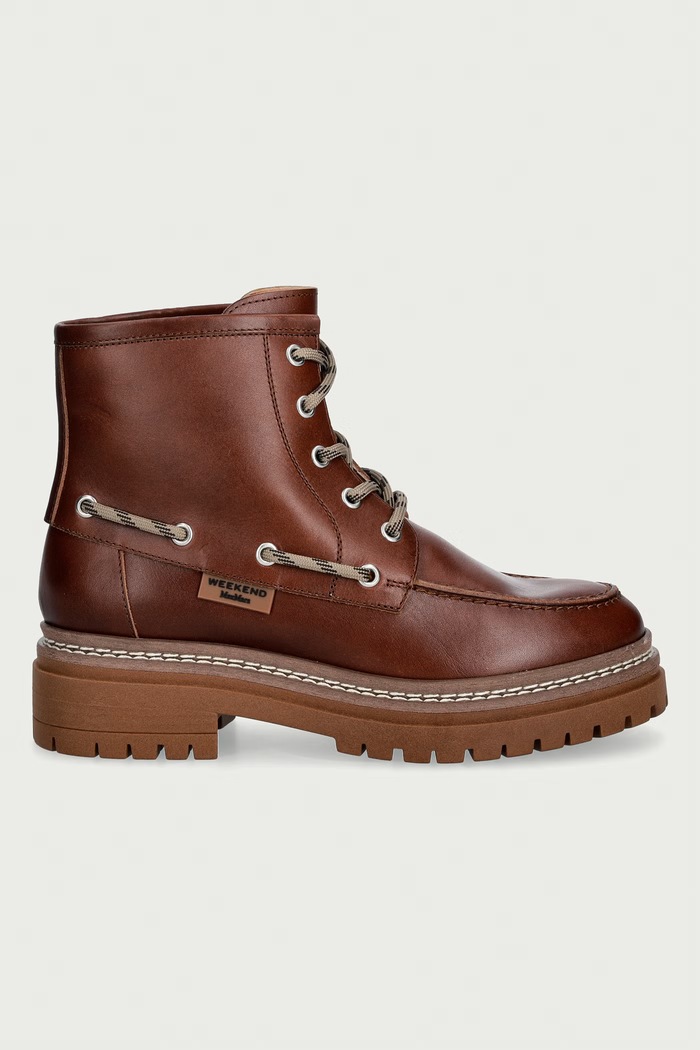 Weekend Max Mara workery damskie skórzane 2625796035600.BROWN brązowy AW26