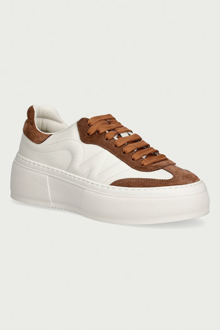 Weekend Max Mara sneakersy damskie skórzane beżowy 2625766035600.TOBACCO