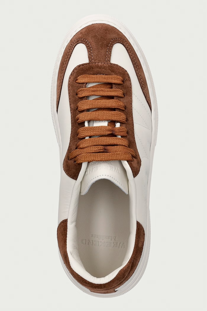 Weekend Max Mara sneakersy damskie skórzane beżowy 2625766035600.TOBACCO